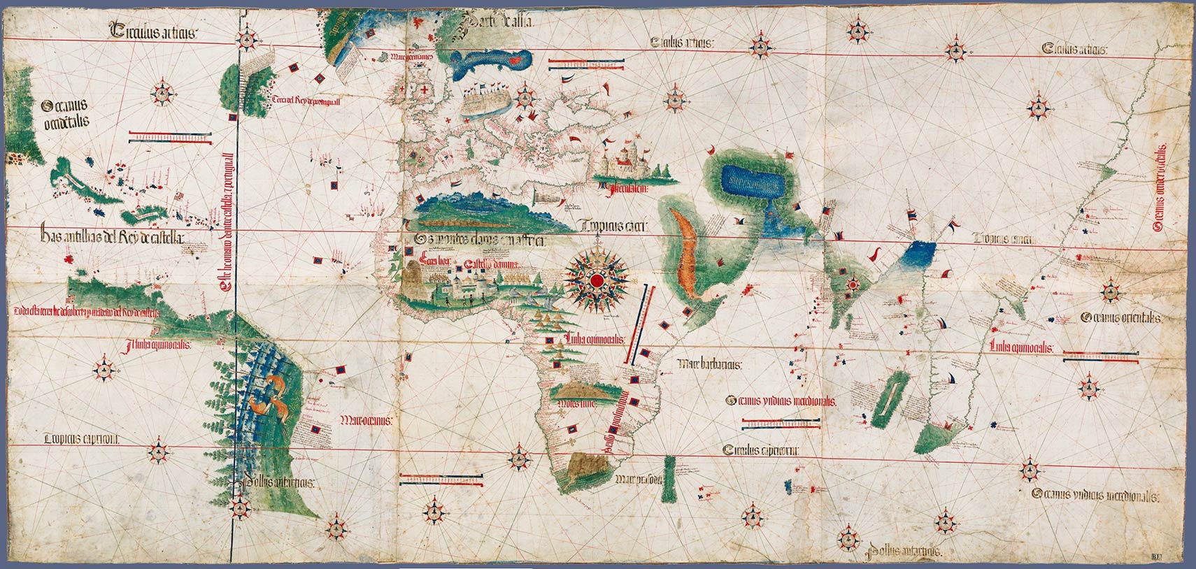 Portuguese world map showing Portuguese geographical discoveries
