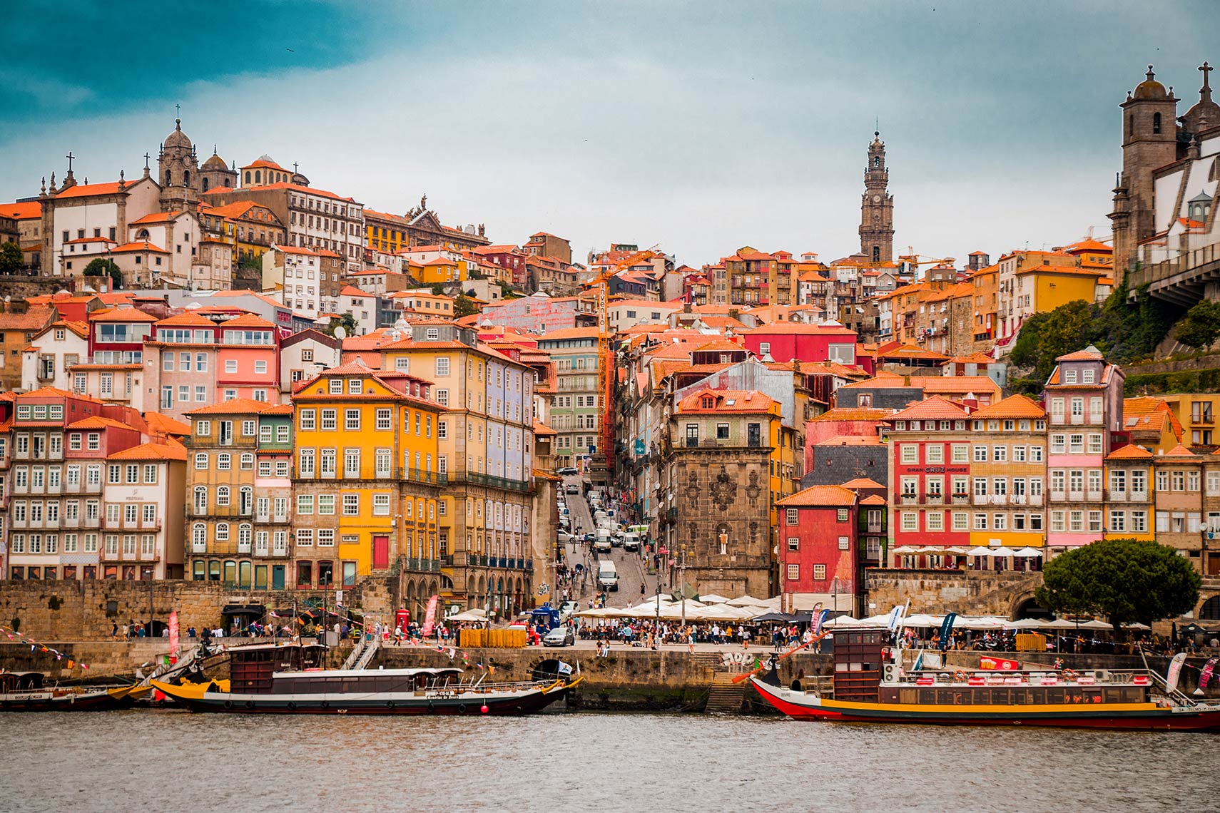 The Ribeira area of Porto (Oporto) along the Douro river. 