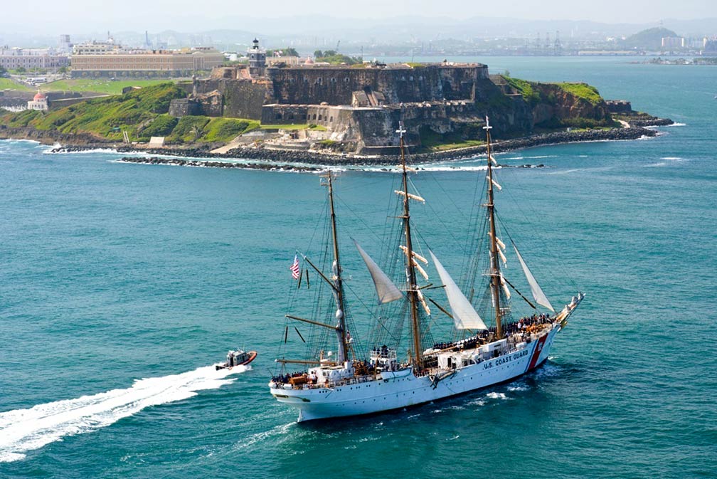 U.S Coast Guard Barque EAGLE at Castillo San Felipe del Morro, San Juan, Puerto Rico