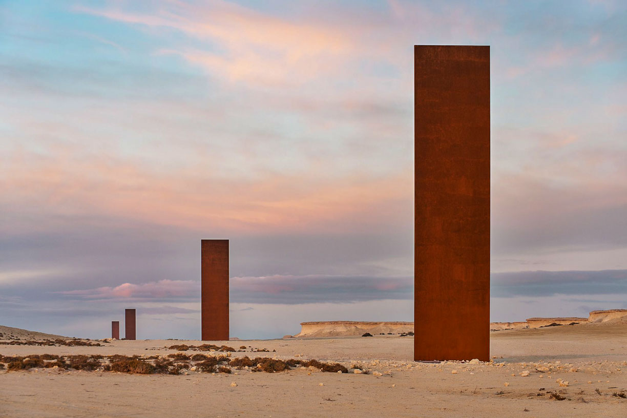 East-West/West-East -- sculpture by Richard Serra in Qatar's Brouq nature reserve. 