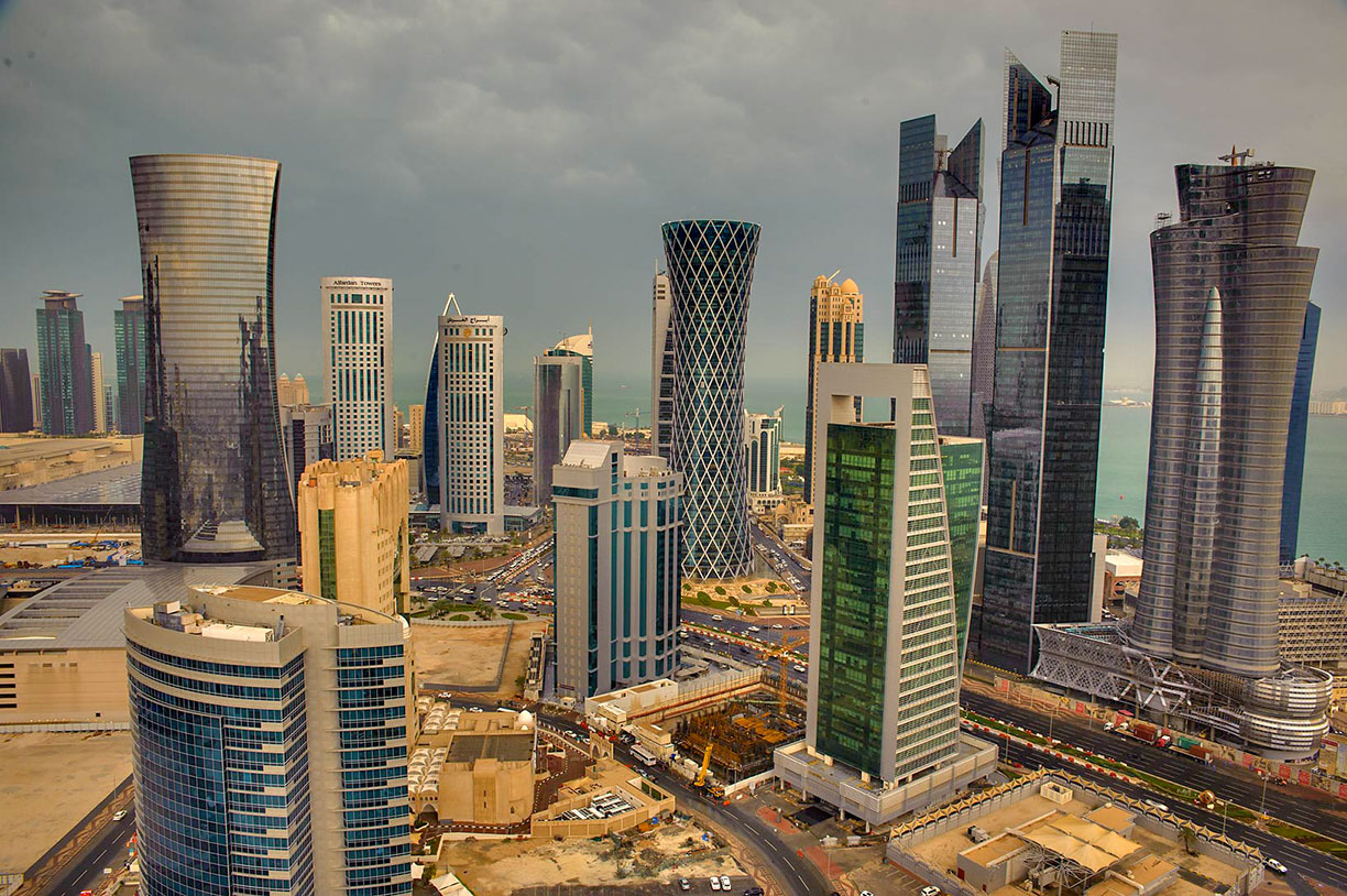 Business area of West Bay in Doha, Qatar