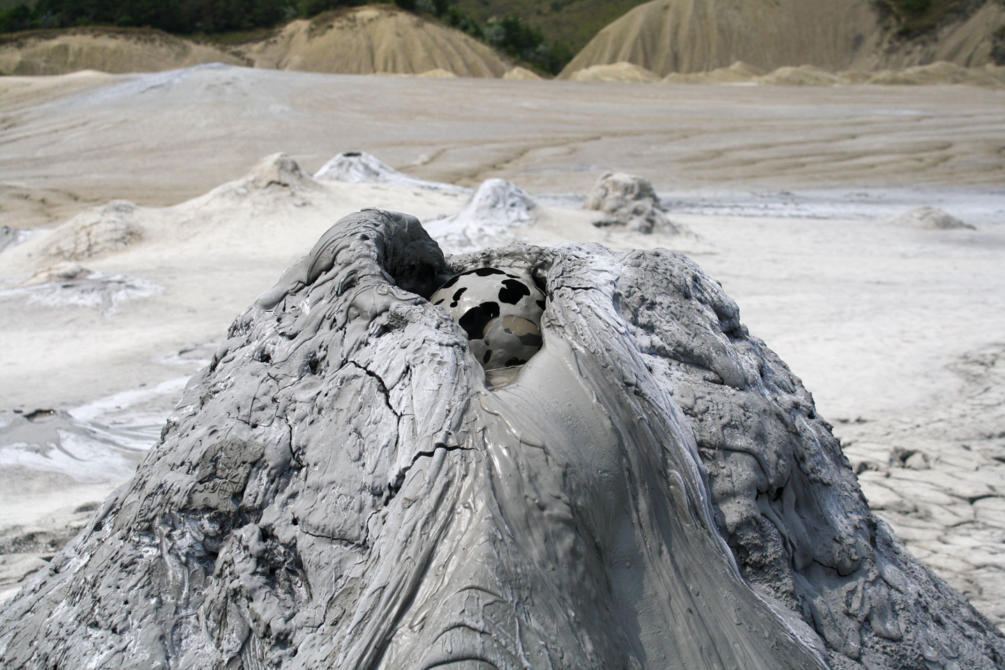 The Berca Mud Volcanoes near Berca in Buzău County of Romania.