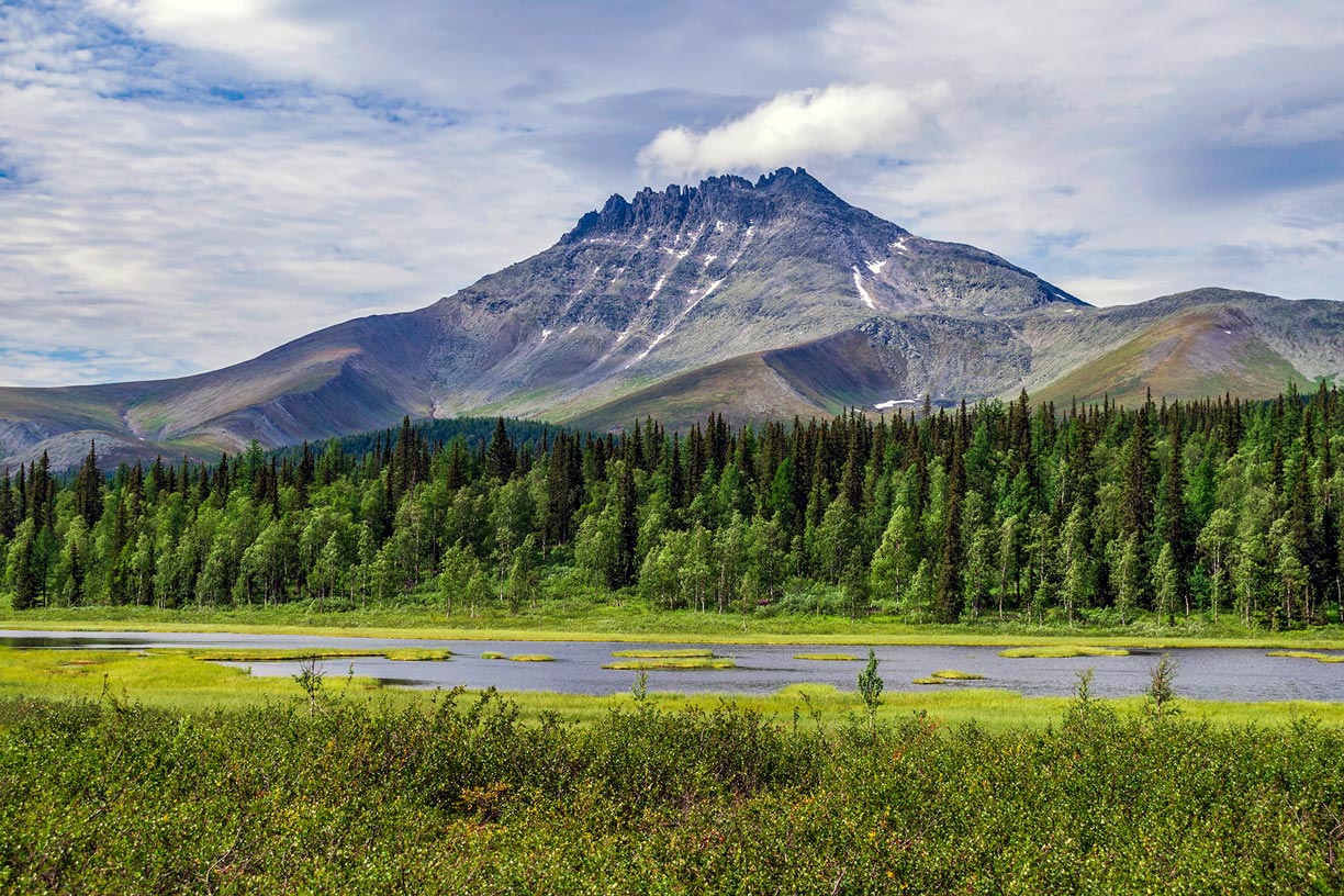 View of Mount Manaraga in the Yugyd Va National Park, Ural Mountains, Russia