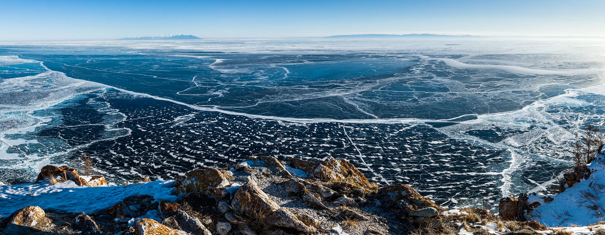 Panorama of Lake Baikal in southern Siberia, Russia.