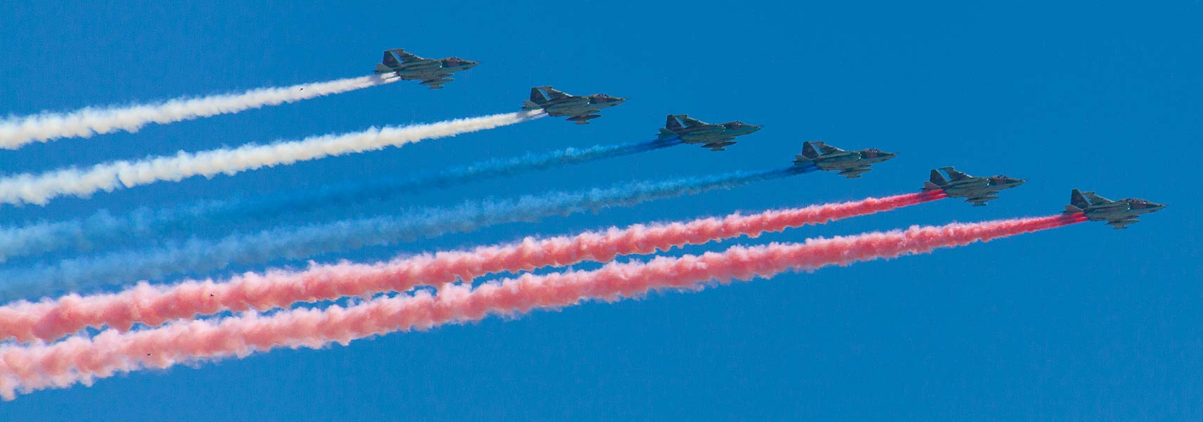 Russian fighter jets at Victory Day military parade in Moscow.