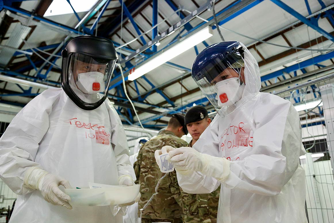 Doctors and nurses at Ebola training facility