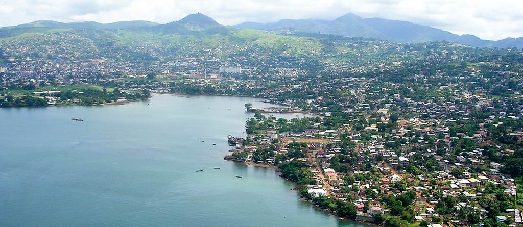 Sierra Leone's capital city Freetown from above