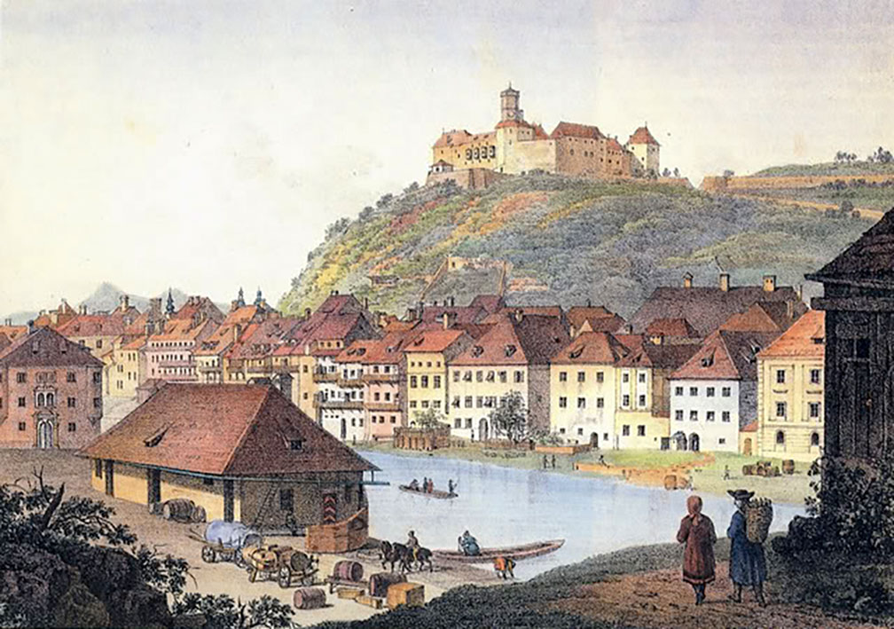 Painting of historical Ljubljana