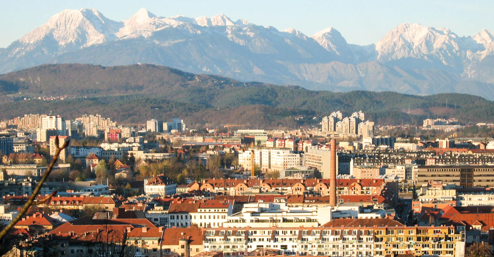 Ljubljana, Slovenia with Alps