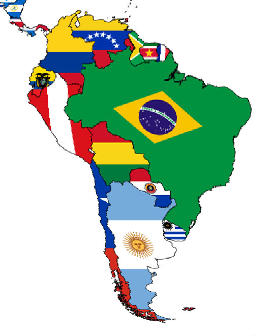 A flag map of South America