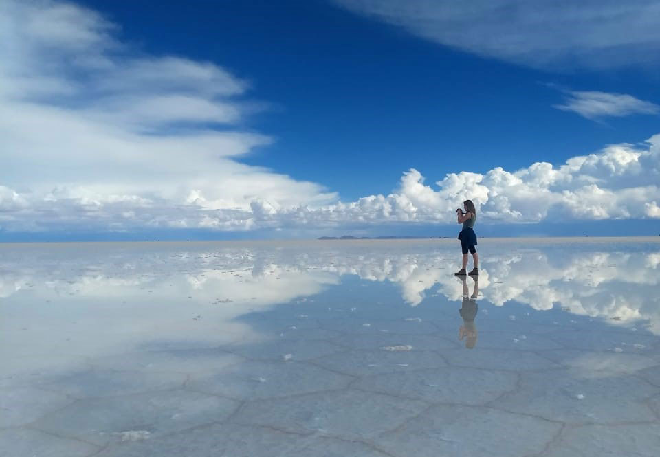 Reflection of the sky in the water of Salar de Uyuni, Bolivia