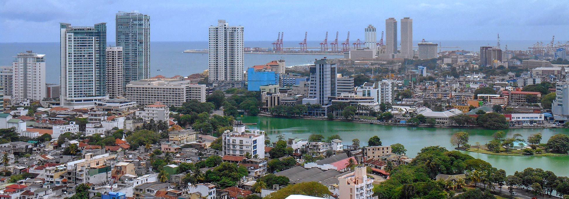 Central Colombo with Beira Lake in Sri Lanka