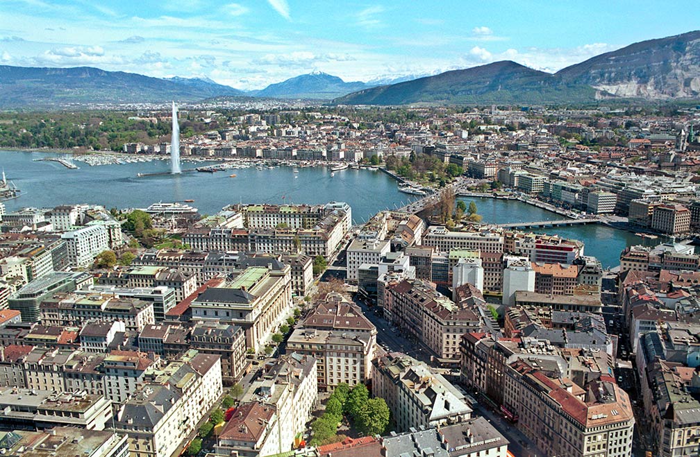 Aerial view of Geneva, Switzerland