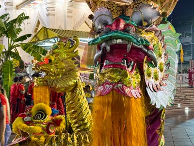 Chinese dragons and lions in China Town in Bangkok