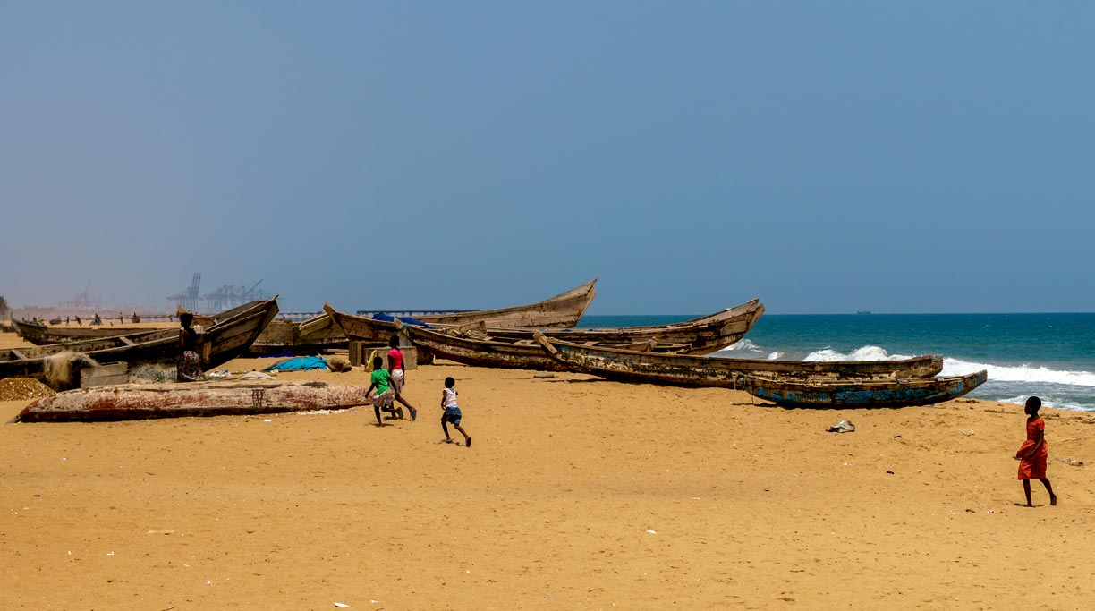 Boats at the beach of Lomé, Togo