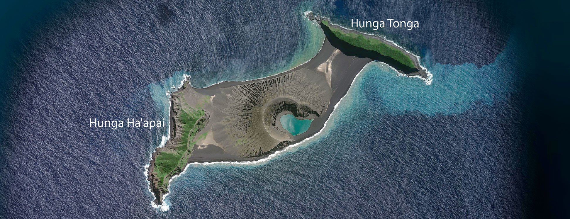 Satellite image of Hunga Tonga and Hunga Ha'apai, Tonga