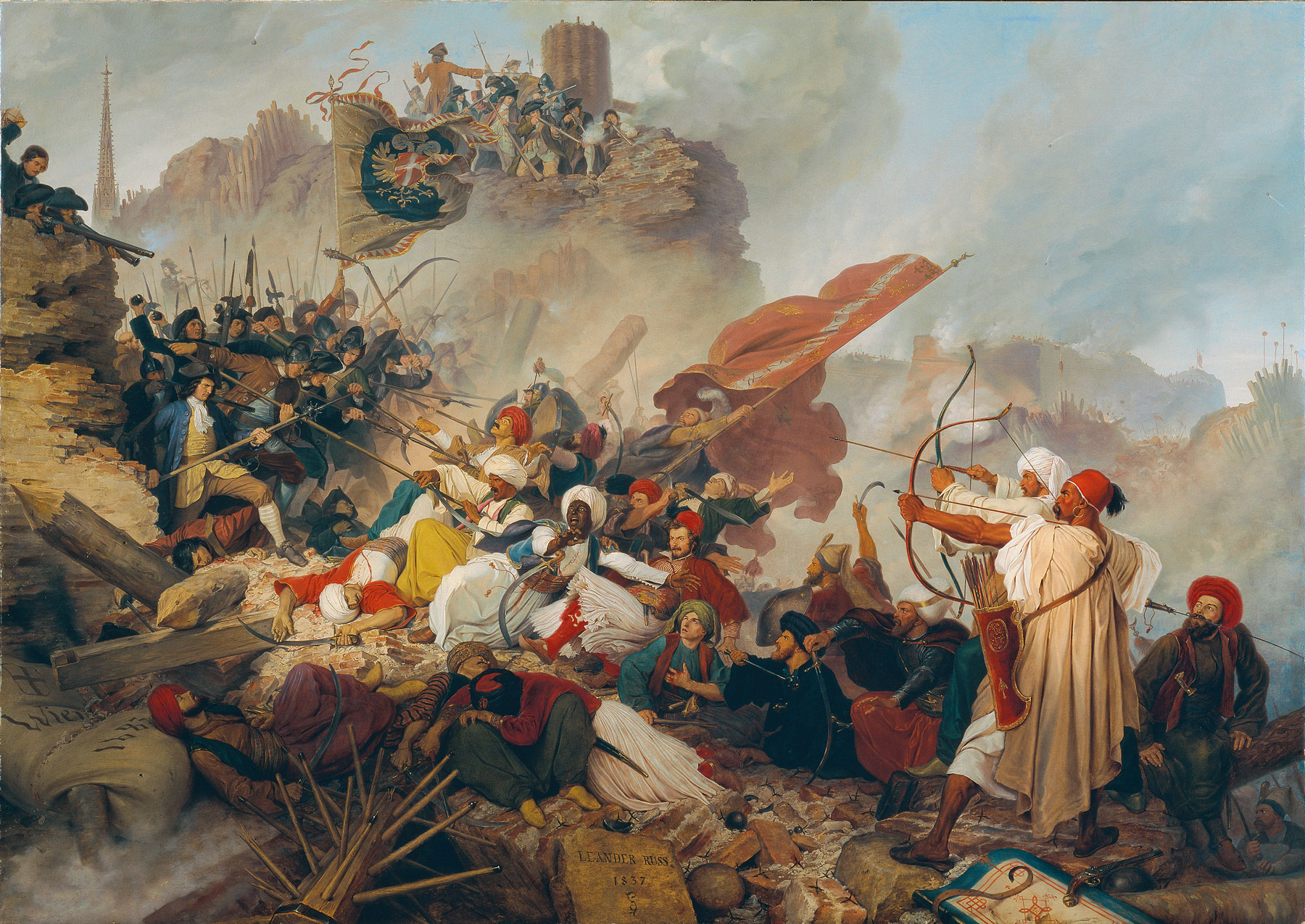 Historic storming of the Loewel Bastion by the Turks in Vienna