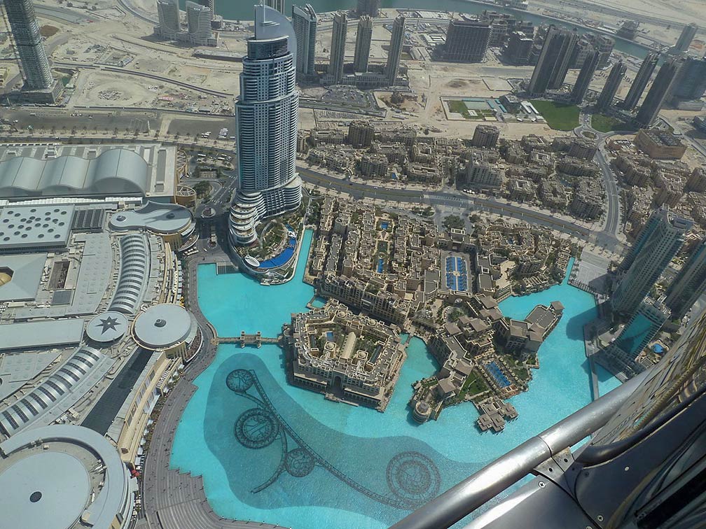 Aerial view of Downtown Dubai from Burj Khalifa