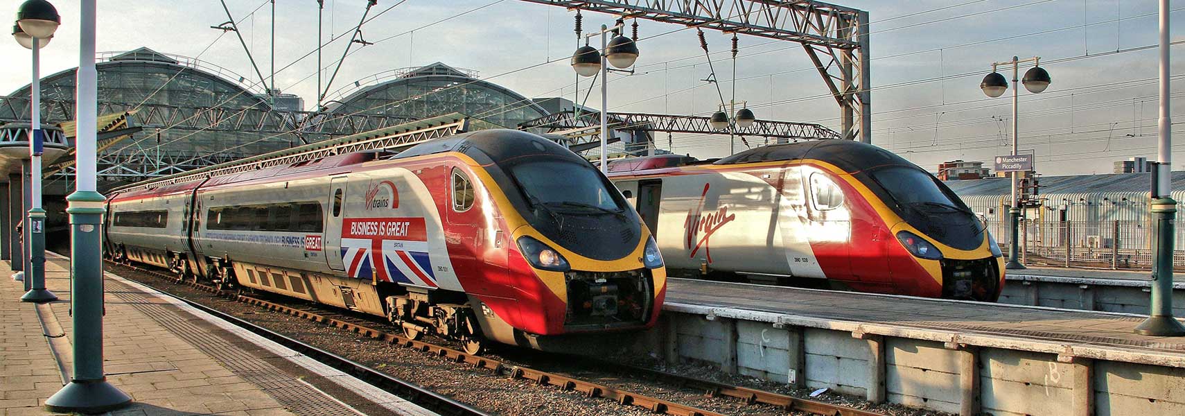 Virgin Trains at Manchester Piccadilly station. Manchester, England