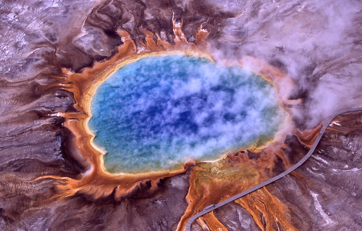 Grand Prismatic Spring in the Midway and Lower Geyser Basin, Yellowstone National Park, USA