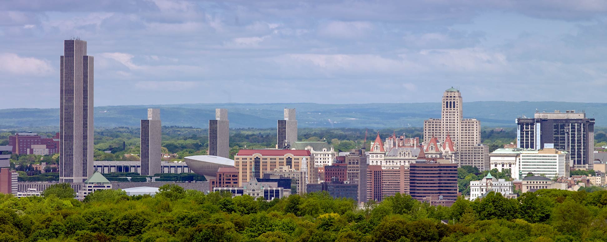 Panorama of Albany the capital of New York state on the Hudson River