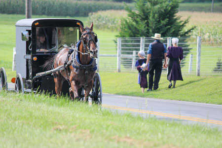 Amish people on the road in Pennsylvania 