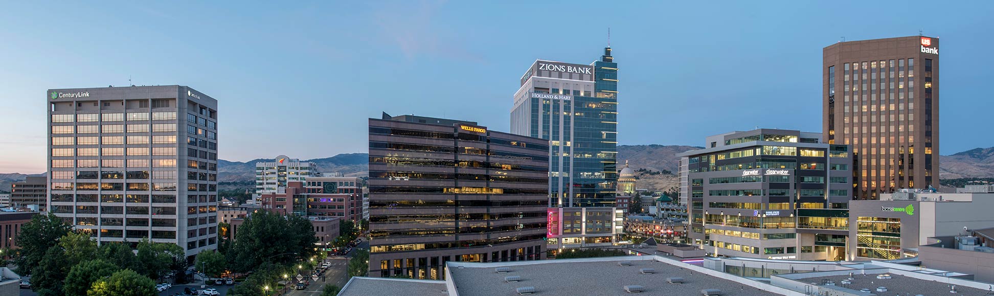 Downtown Boise, capital of Idaho, seen from the Aspen Condos.