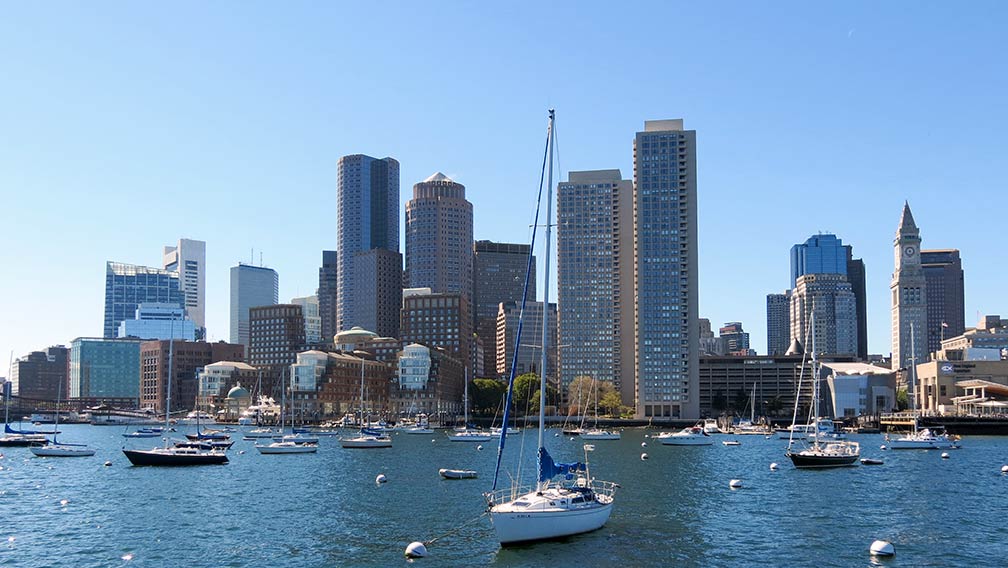 Boston Massachusetts seen from the Harbour