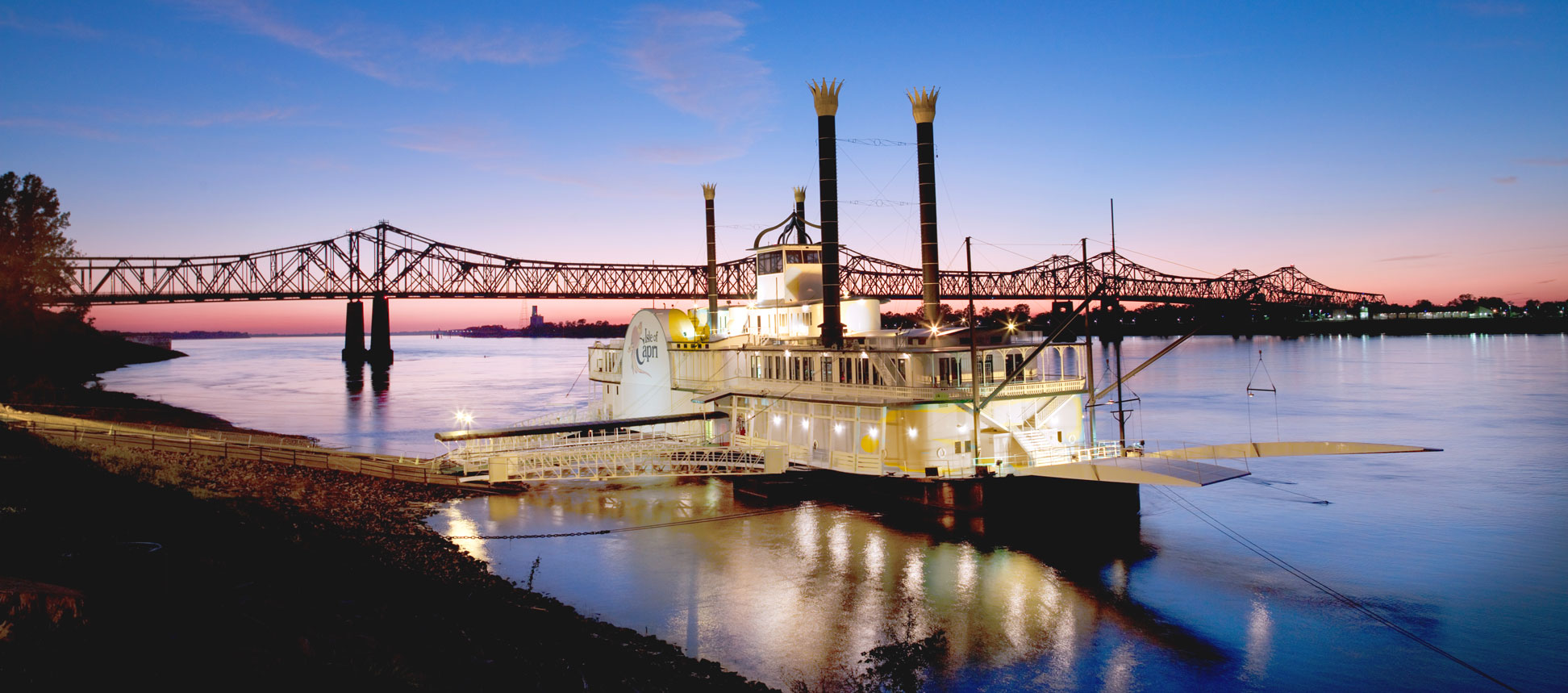 Natchez, Mississippi, river-boat near the Natchez-Vidalia Bridge