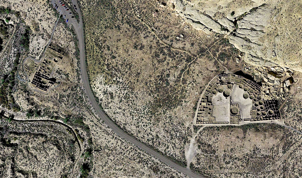 Ruins of an ancient Chacoan city in Chaco Culture National Historical Park in New Mexico