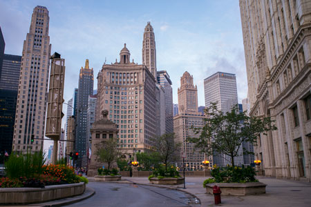 Neo-classic buildings on N Michigan Ave, Chigago