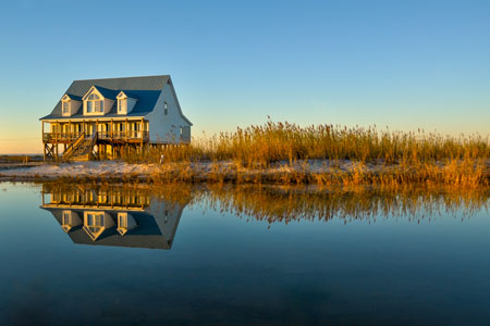 An elevated house on Dauphin Island.