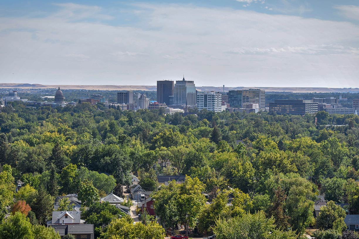 View of downtown Boise from Camel's Back Park, Idaho, USA