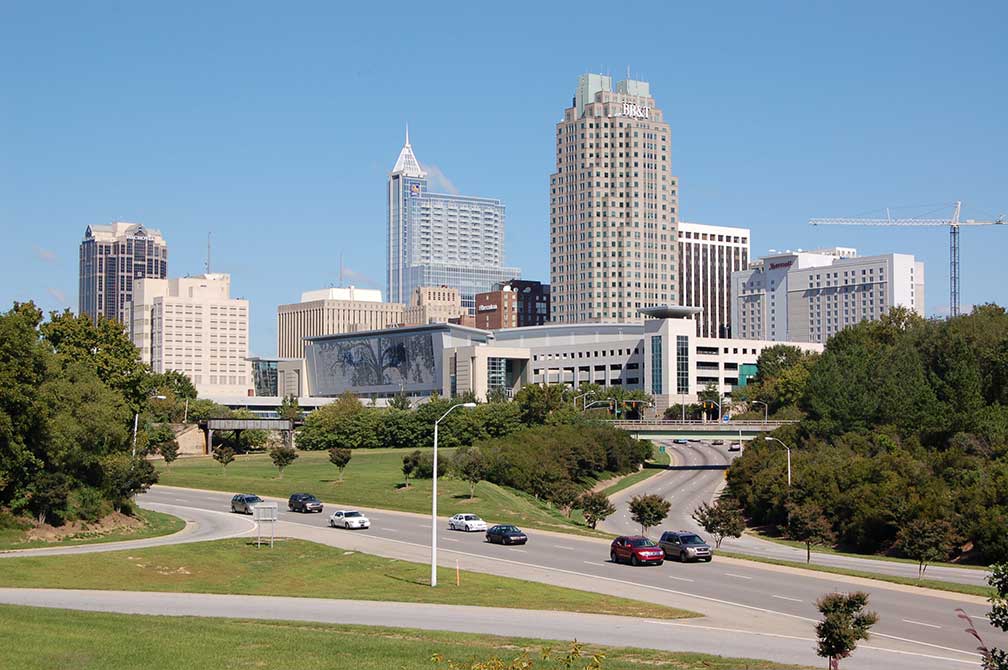 Google Map of the City of Raleigh, Capital of North Carolina, USA