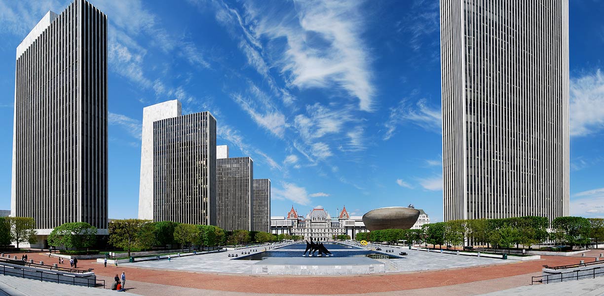 Empire State Plaza complex in Albany, New York state, USA