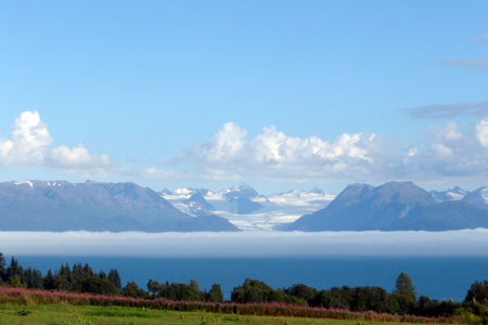 Fog over the Kachemak Bay of Alaska.