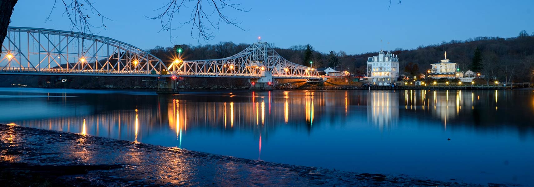 East Haddam Swing Bridge and Goodspeed Opera House in Connecticut