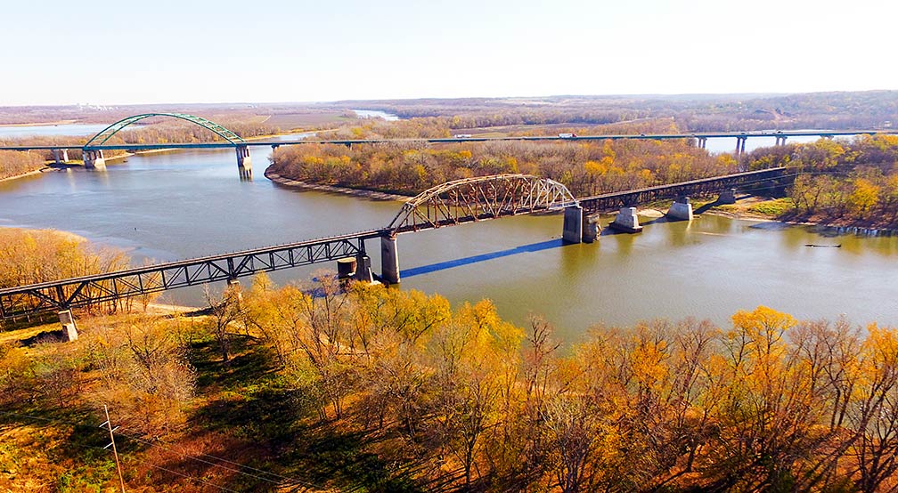 Abraham Lincoln Memorial Bridge and LaSalle Rail Bridge over the Illinois River