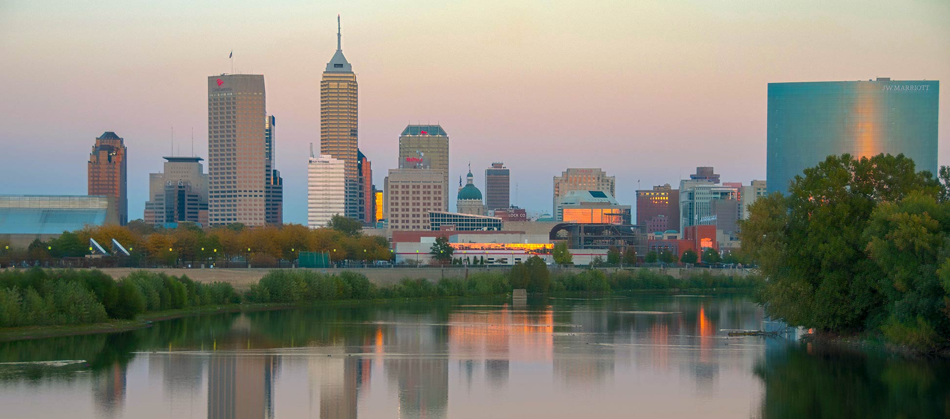 Panorama view of Indianapolis, Indiana, seen from Wapahani Trail