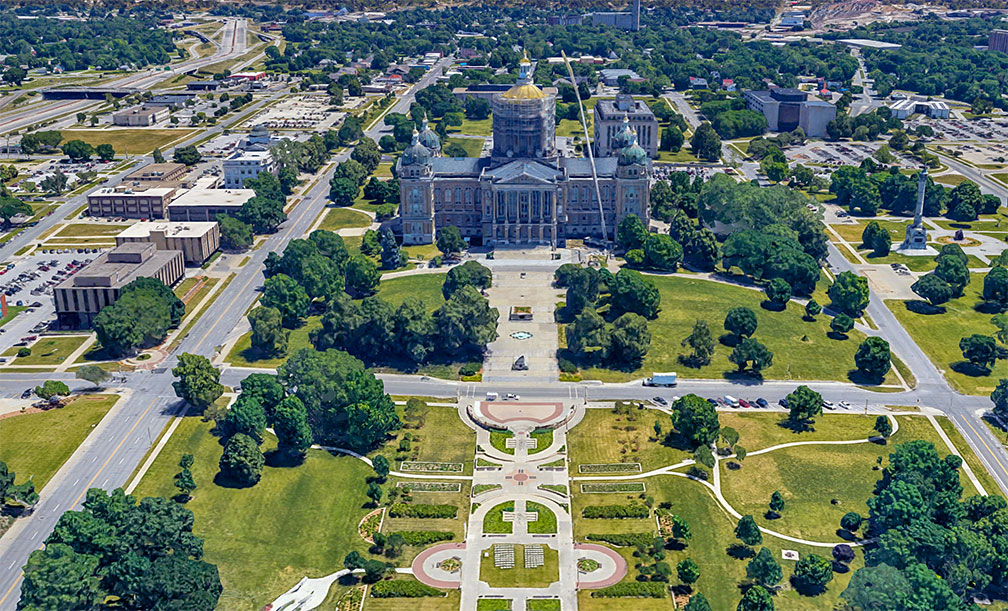 Iowa State Capitol in Des Moines, state capital of Iowa