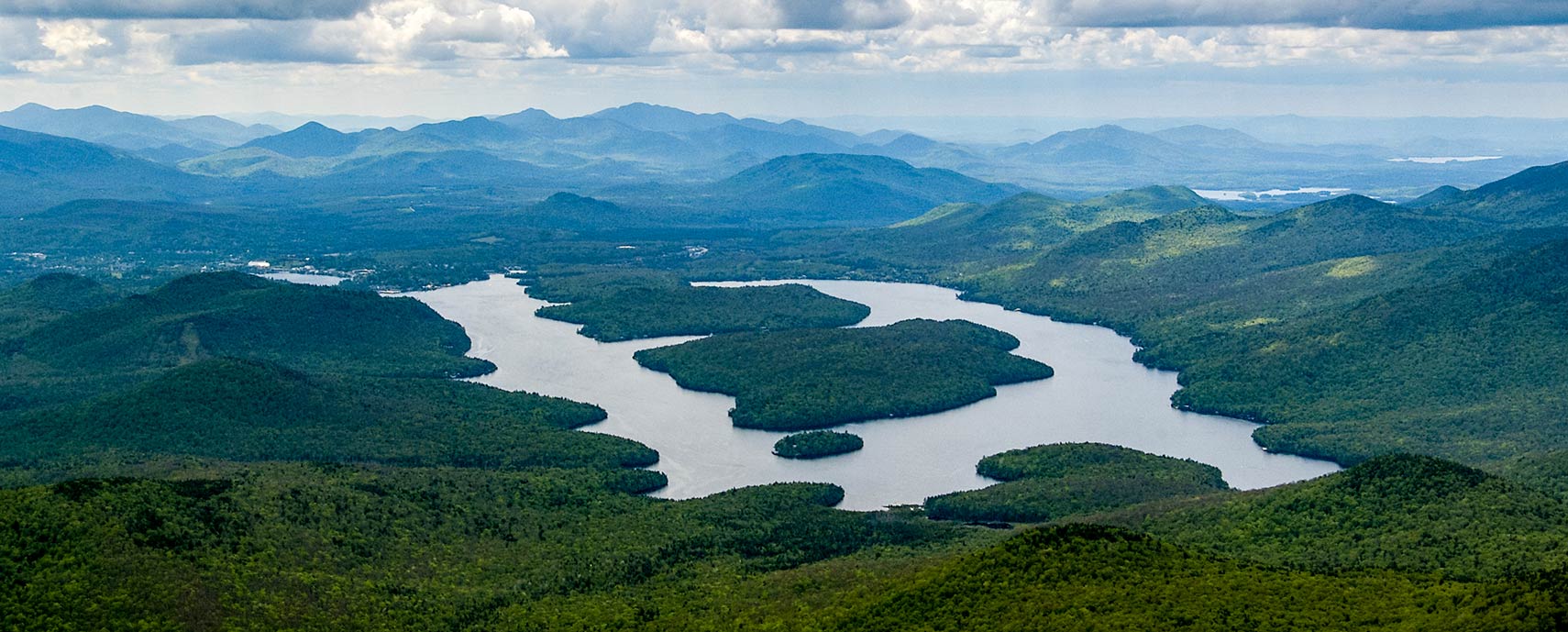 Lake Placid (lake) seen from the top of Whiteface Mountain, State of New York