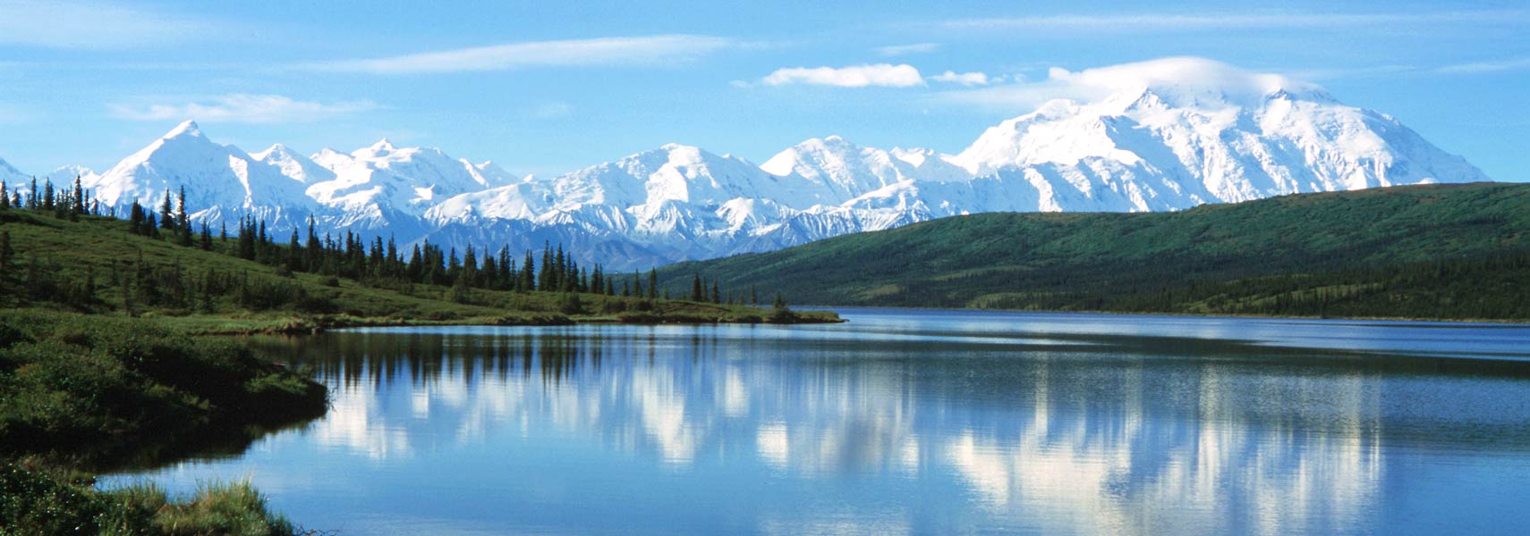 Wonder Lake and Denali mountain at Denali National Park, Alaska