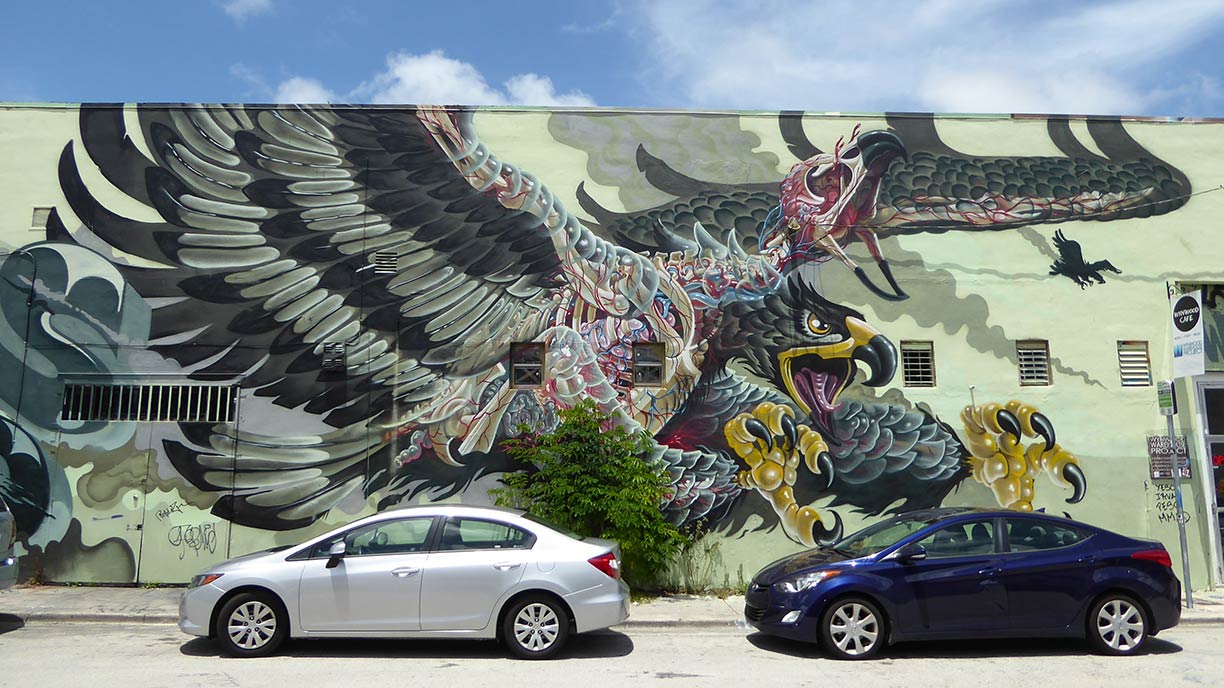 Graffiti wall in Wynwood Arts District in Miami Florida, USA