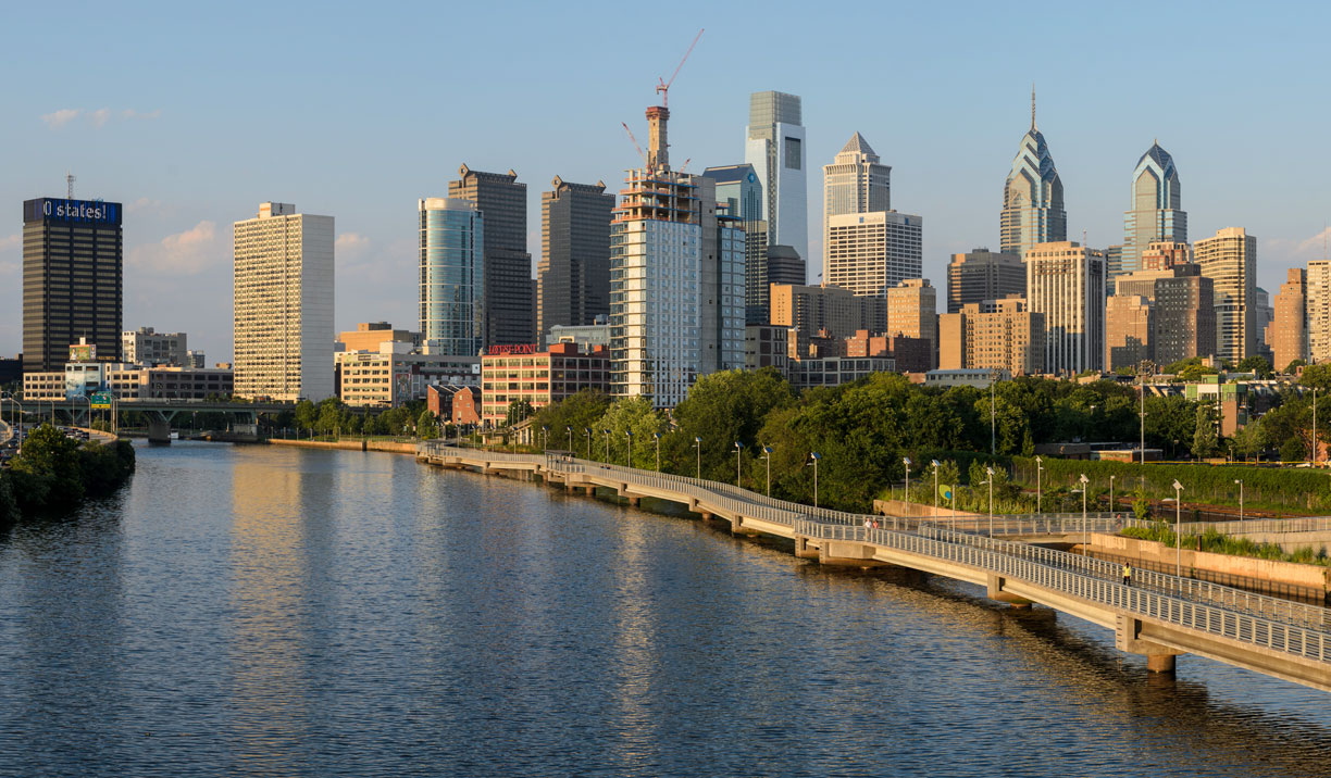 Philadelphia skyline from the South Street Bridge