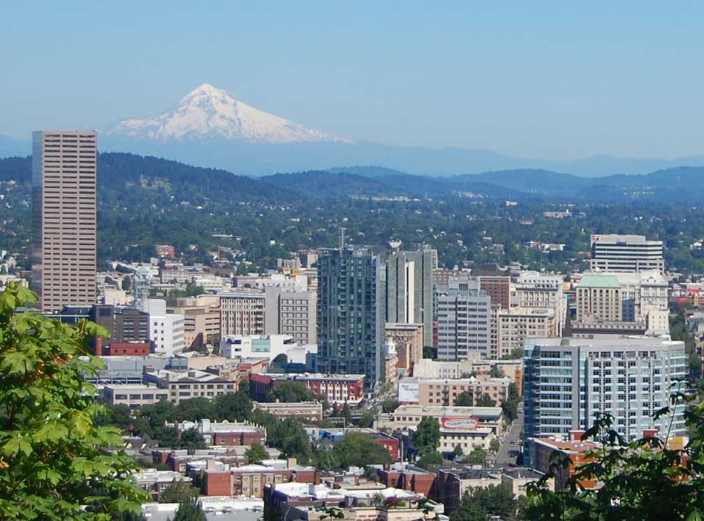 City of Portland with Mt. Hood in background