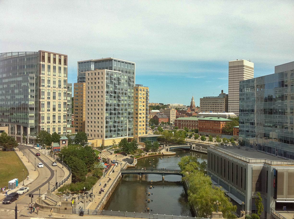 Downtown Providence overlooking Waterplace Park, Providence, Rhode Island, USA