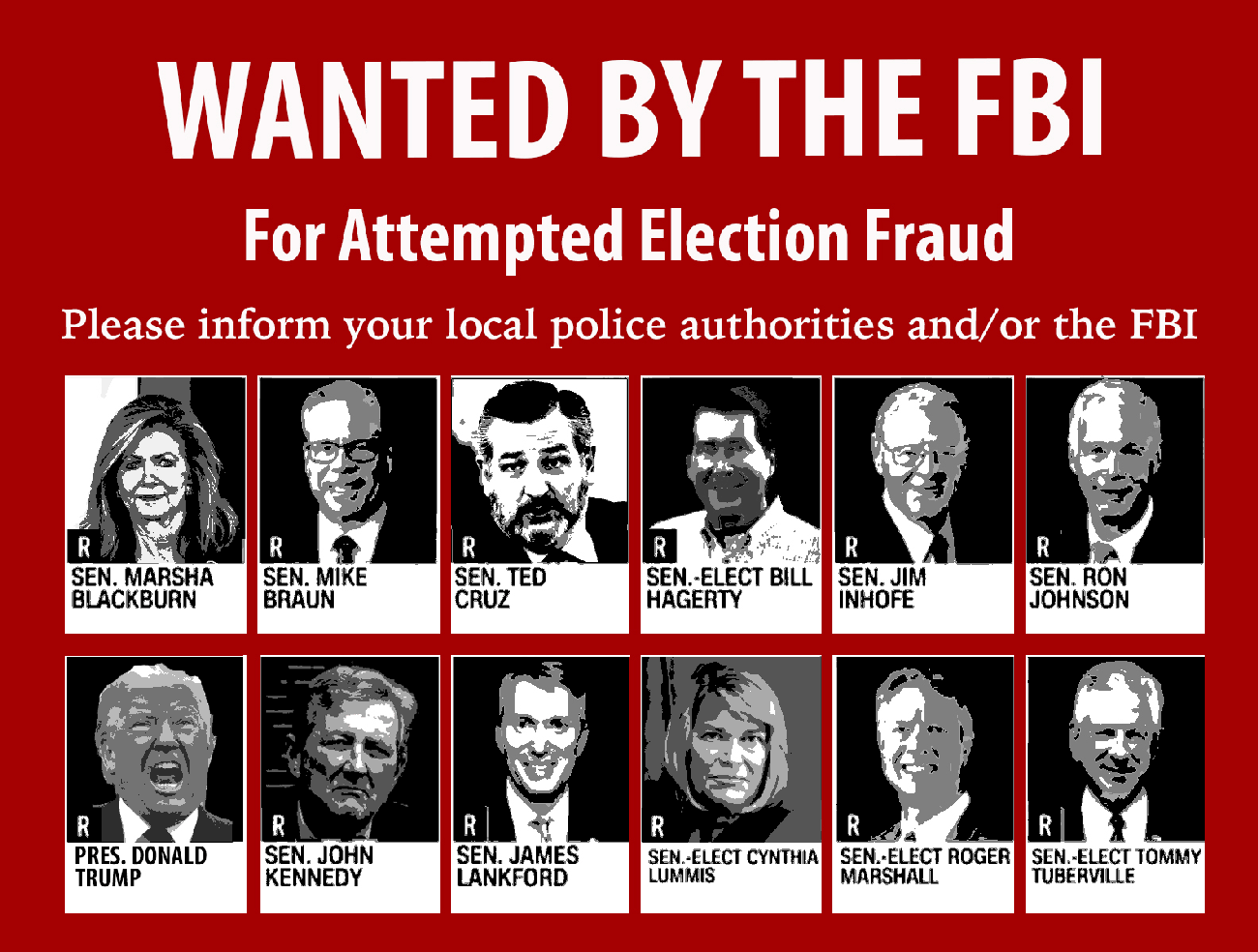 Wanted by the FBI for attempted Election Fraud