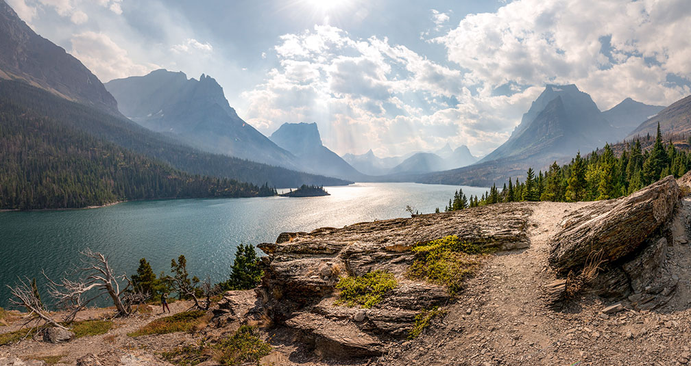 Saint Mary Lake, view from Sun Point Nature Trail in Glacier National Park, Montana