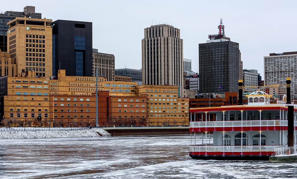 Minnesota's capital Saint Paul at Mississippi River