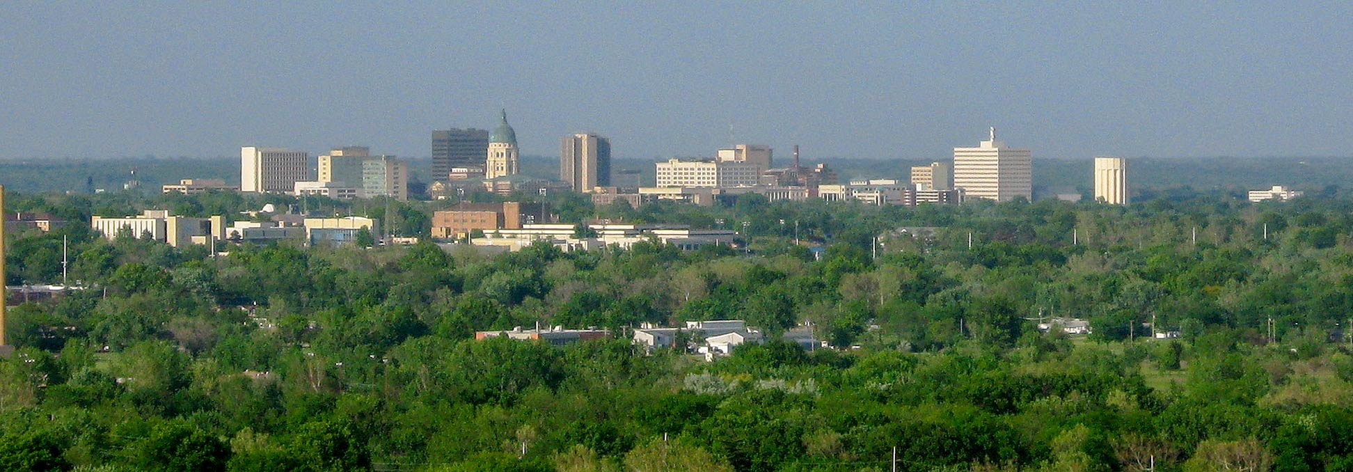 Skyline of Topeka, capital of Kansas in the US